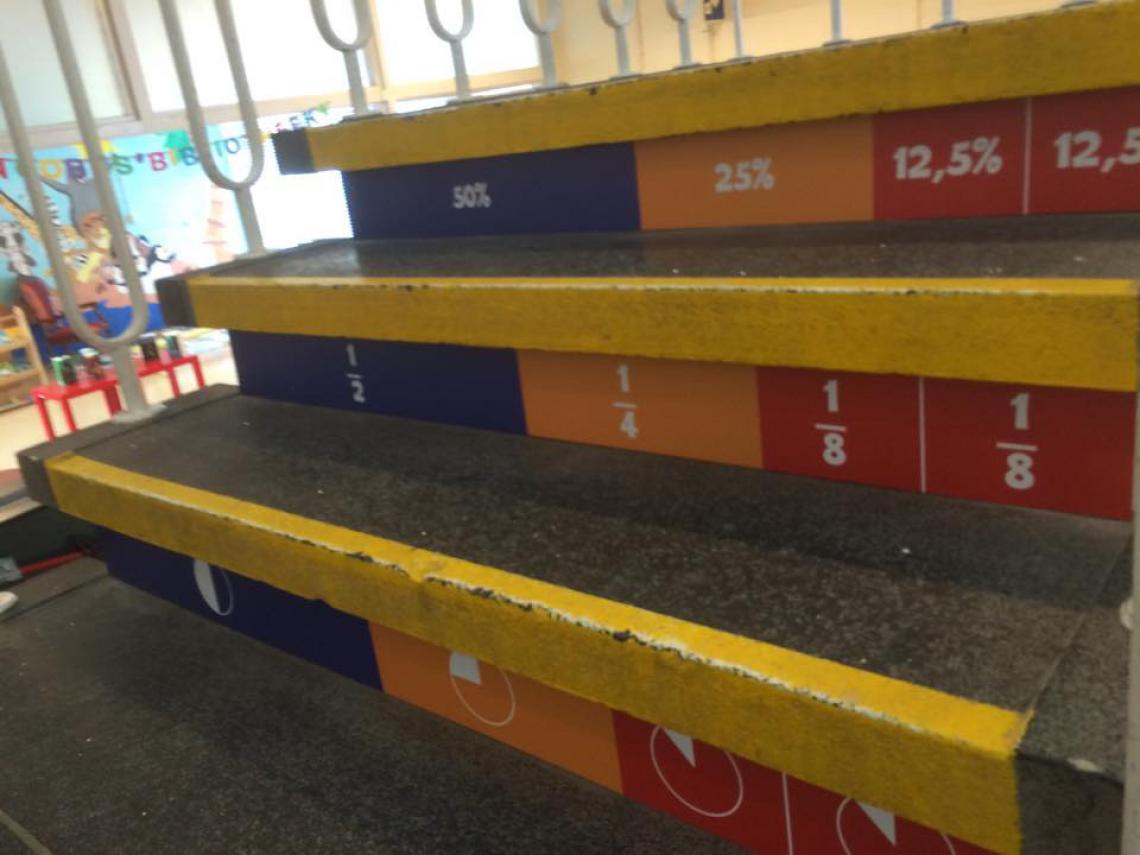 Jacobusschool vrolijkt oude trap op! breuken op de trap jacobusschool hoogvliet sommen trapleren 