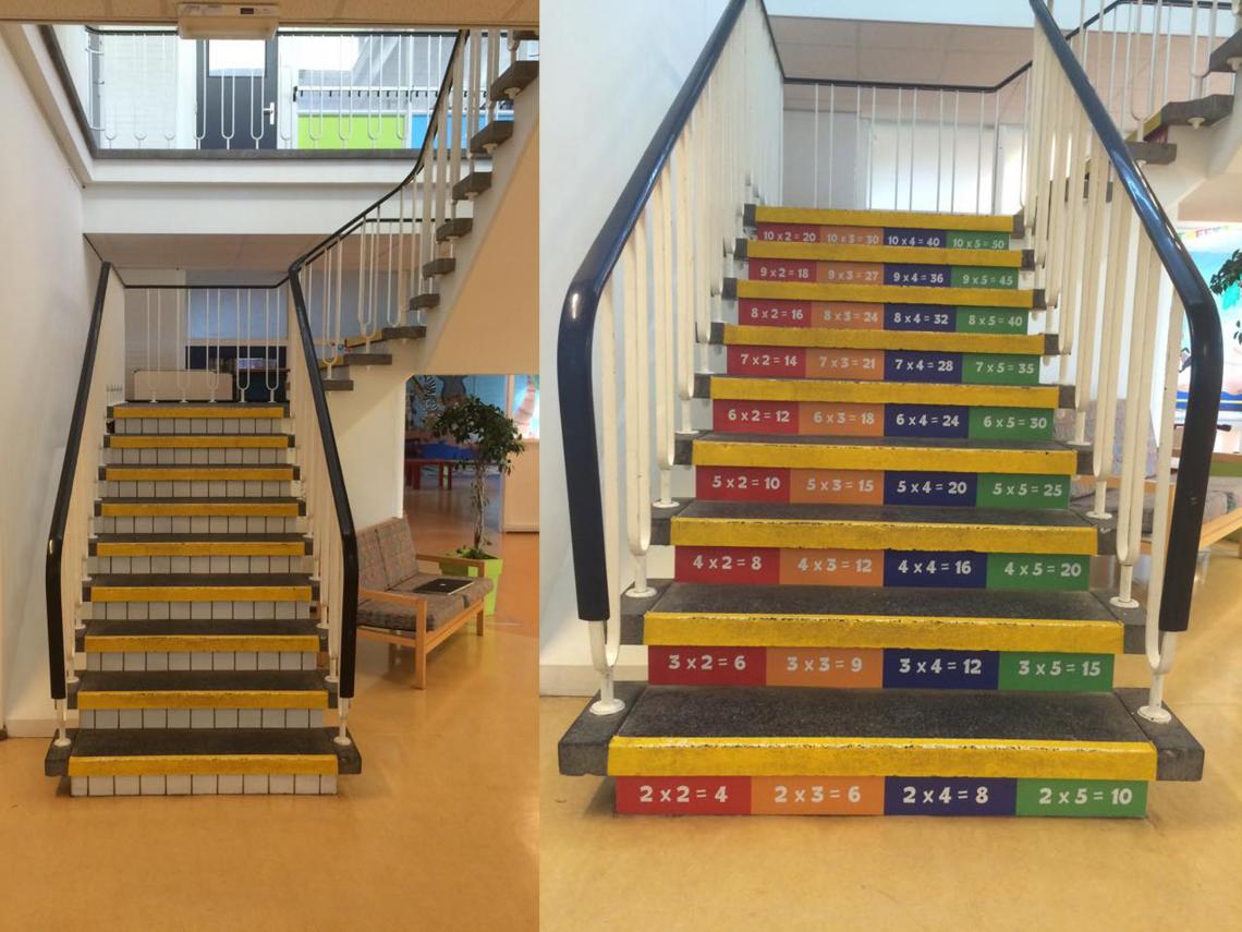 Jacobusschool vrolijkt oude trap op!