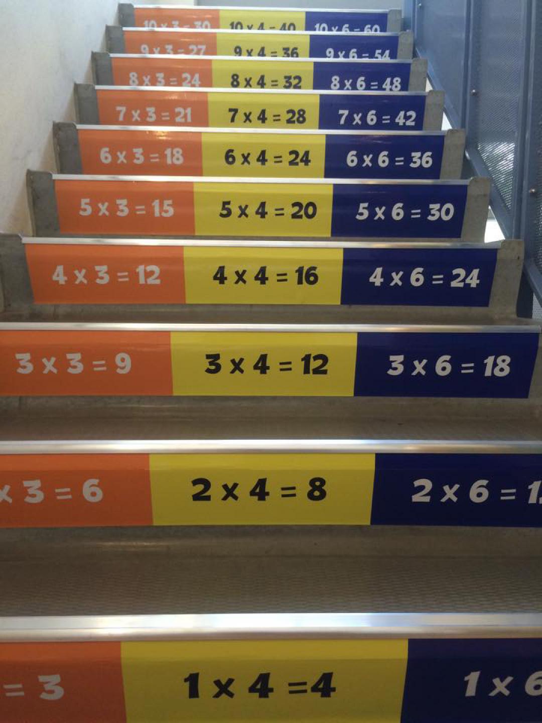 Saltoschool Eindhoven kiest niet alleen rekenen maar ook taal op de trap saltooschool eindhoven tafels op de trap tafeltrap trapleren 