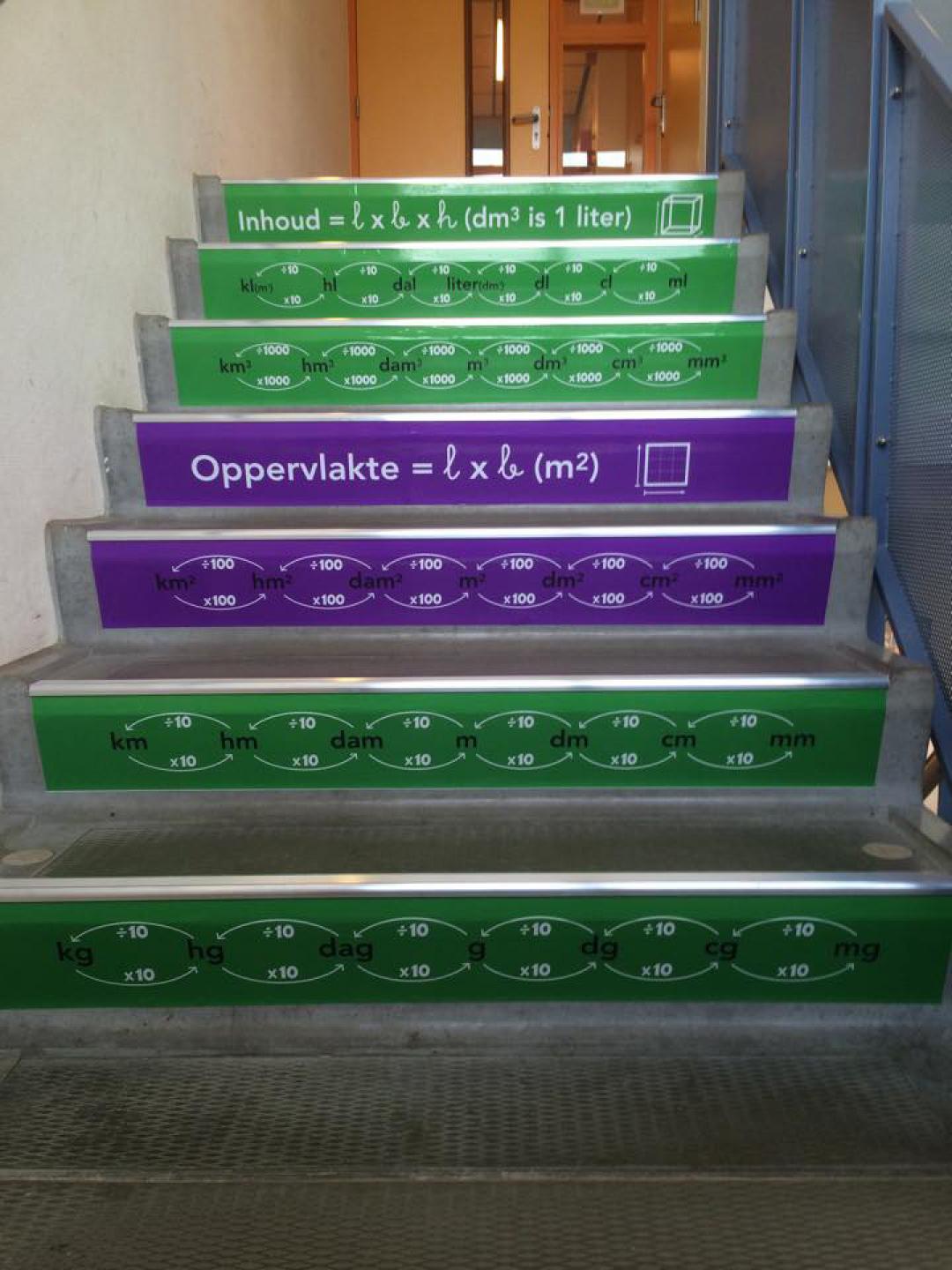 Saltoschool Eindhoven kiest niet alleen rekenen maar ook taal op de trap saltoschool eindhoven meteriek stelsel op de trap trapleren 