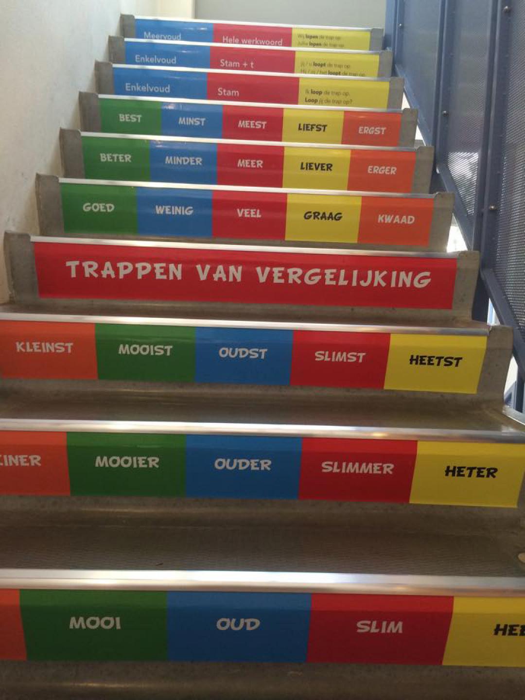 Saltoschool Eindhoven kiest niet alleen rekenen maar ook taal op de trap saltoschool eindhoven taaltrap overtreffende trap trapleren 