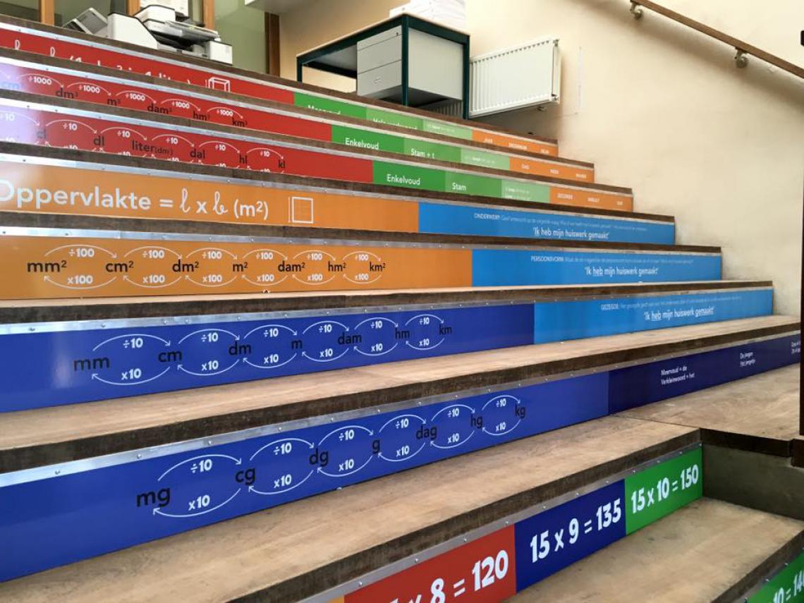 Echt een project op maat! trap op maat trapleren basisschool breuken taal sommen tafels op de trap 